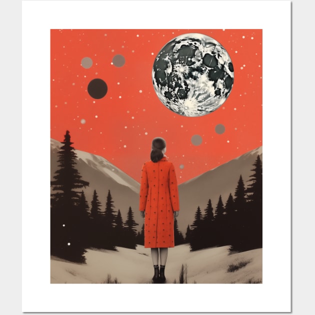 Make a mystical wish to the full moon (girl) Wall Art by Porota Studio